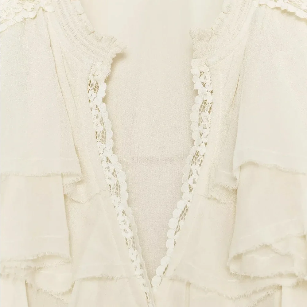 NWT Zara Woman LIMITED EDITION ZW COLLECTION LACE RUFFLE BLOUSE Top Size M - Picture 8 of 12